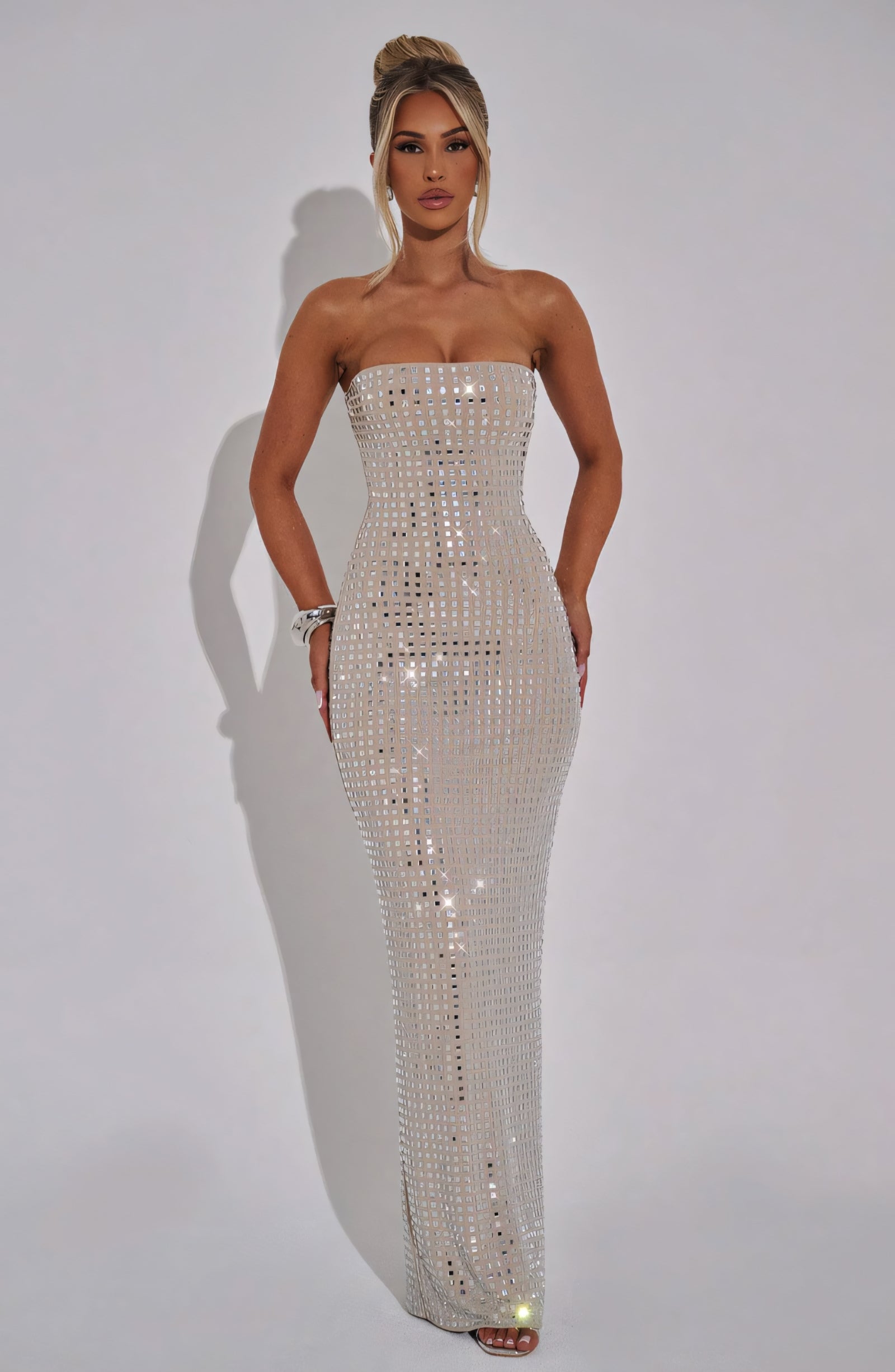 NINA MAXI DRESS - NUDE SPARKLE