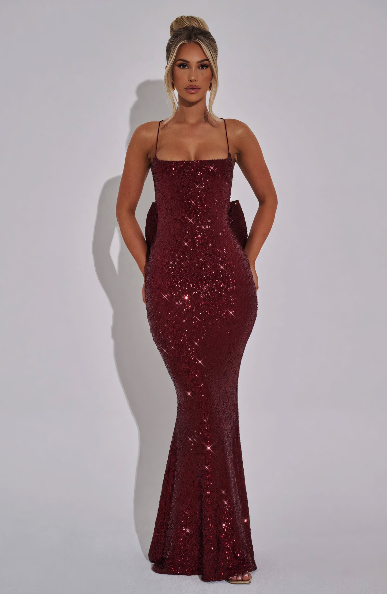 ARIEL MAXI DRESS - WINE SPARKLE