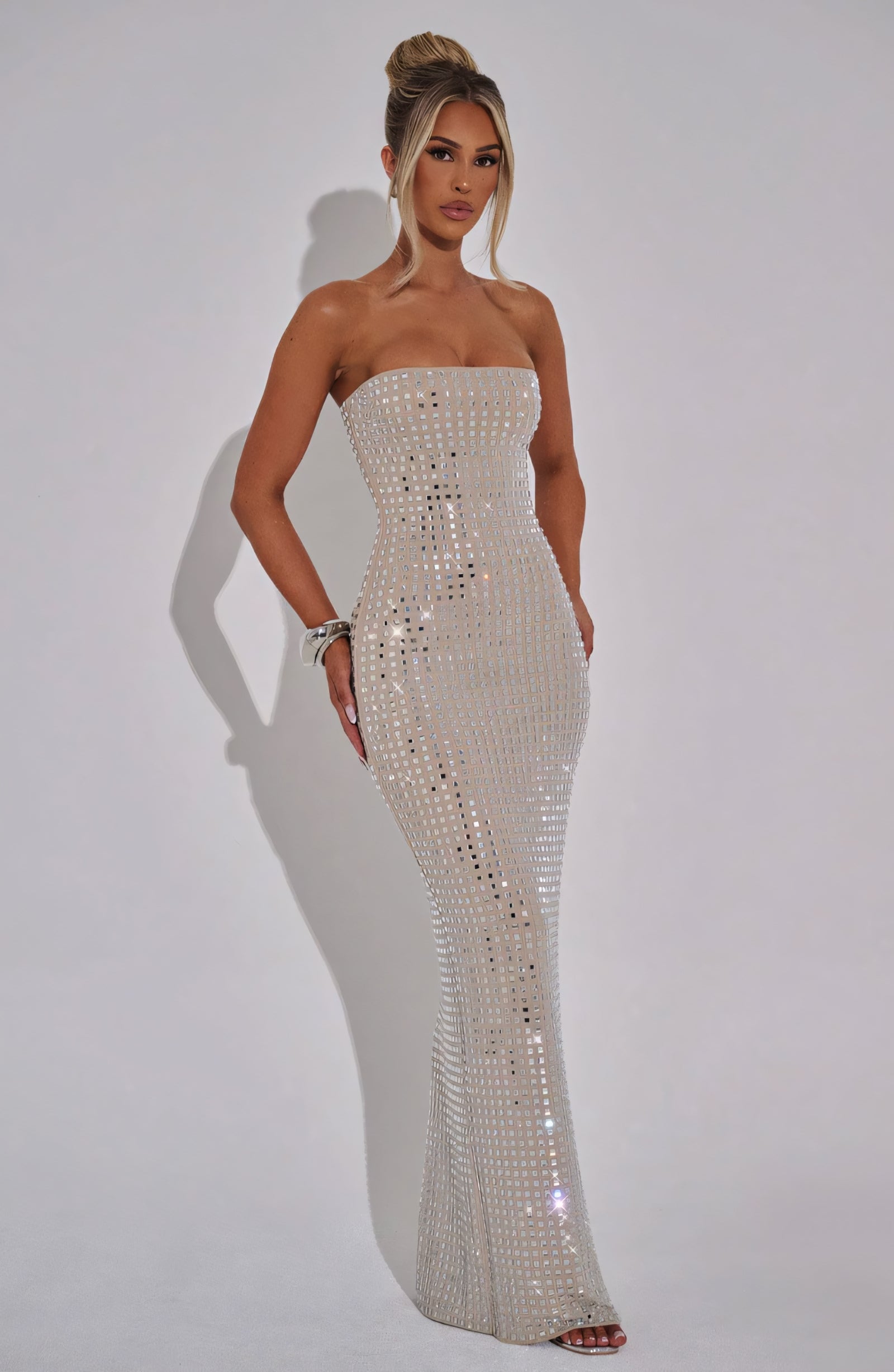 NINA MAXI DRESS - NUDE SPARKLE