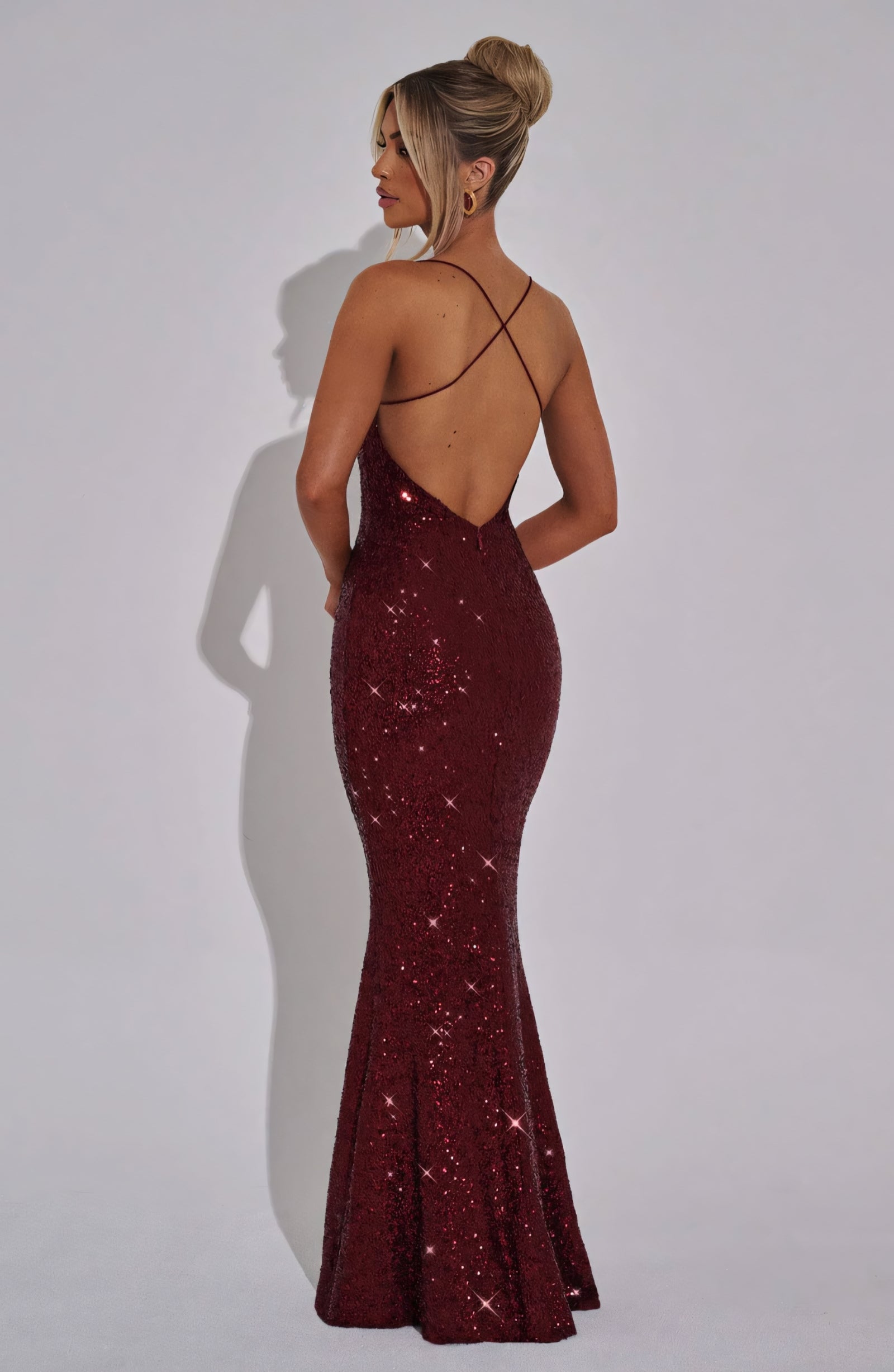 ARIEL MAXI DRESS - WINE SPARKLE