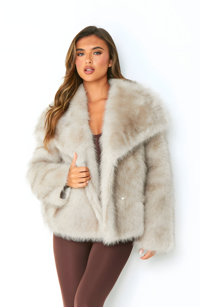 SOFIA FAUX FUR COAT - GREY