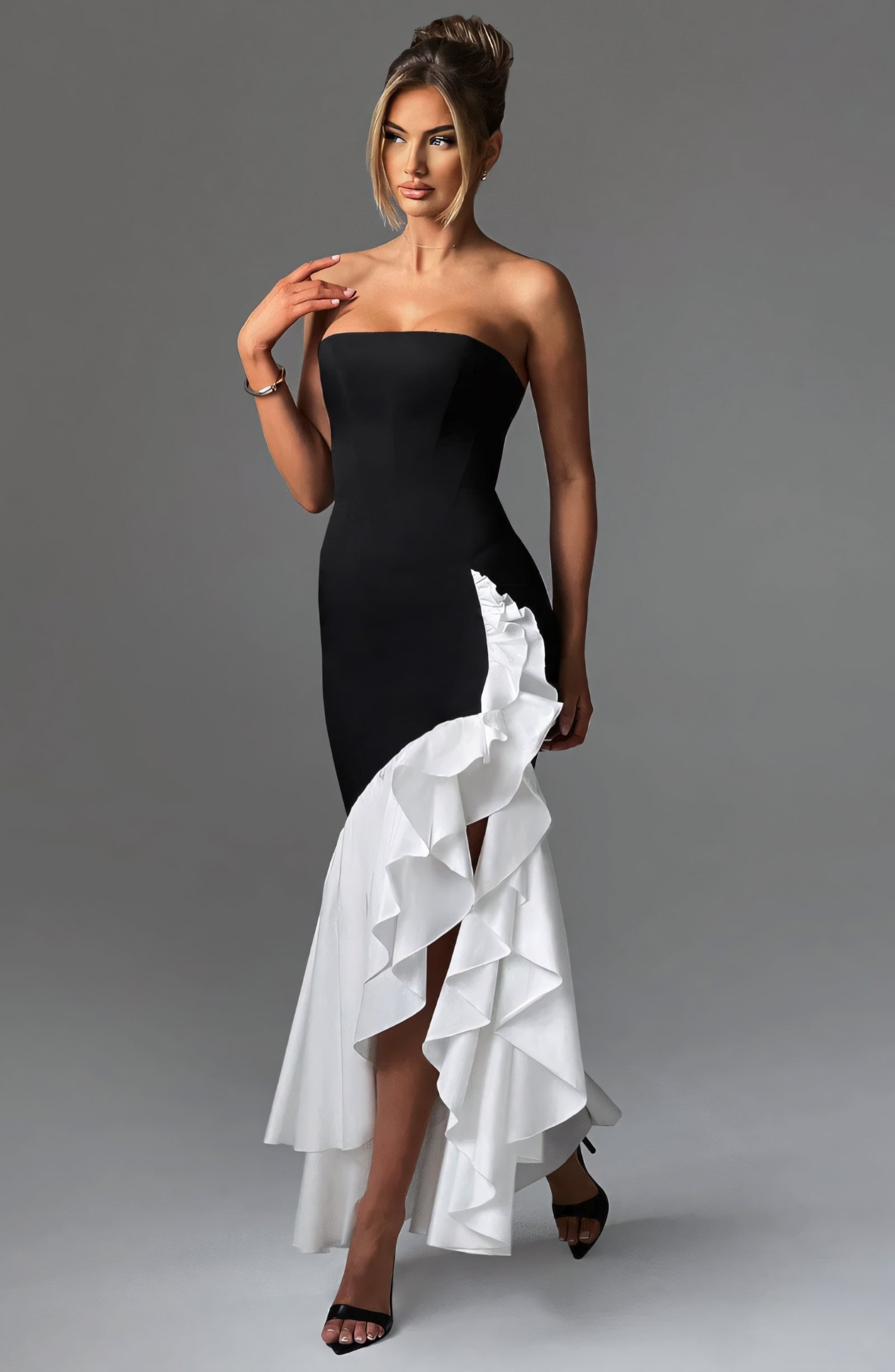 ROSE MAXI DRESS - BLACK/WHITE