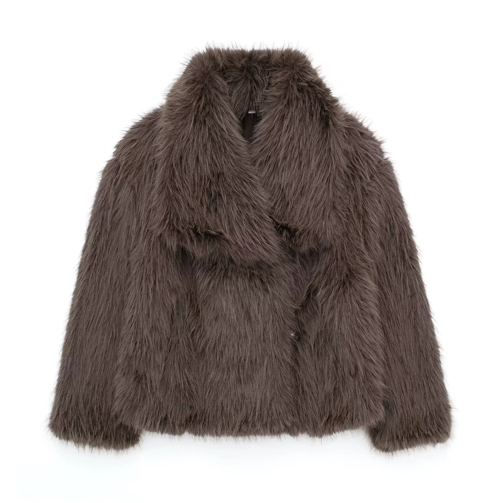 SOFIA FAUX FUR COAT - BROWN