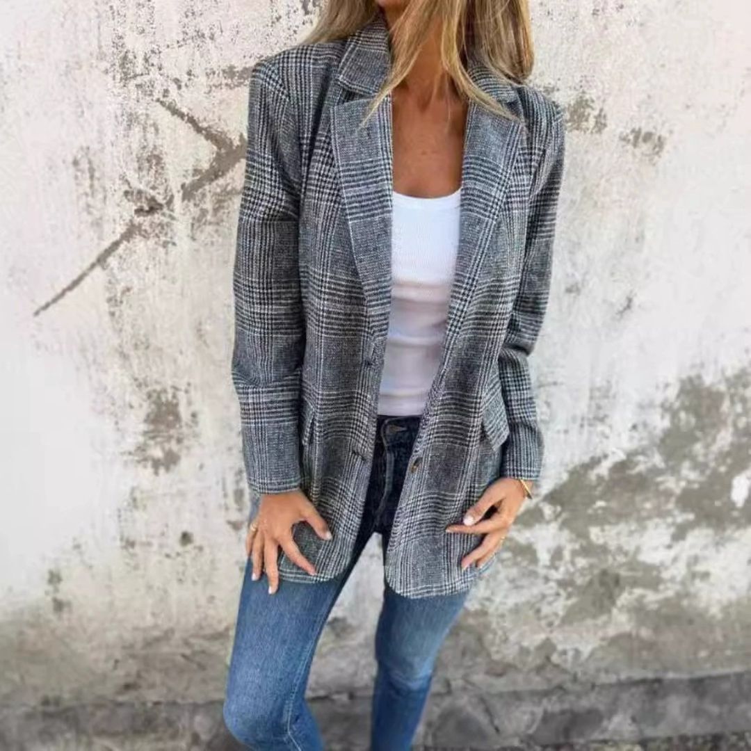 SOPHIE STYLISH BLAZER - GREY/RED