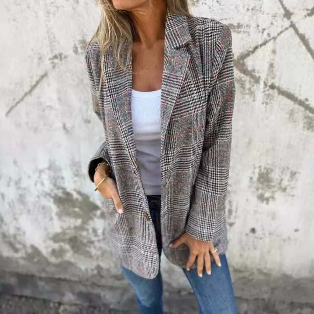 SOPHIE STYLISH BLAZER - GREY/RED